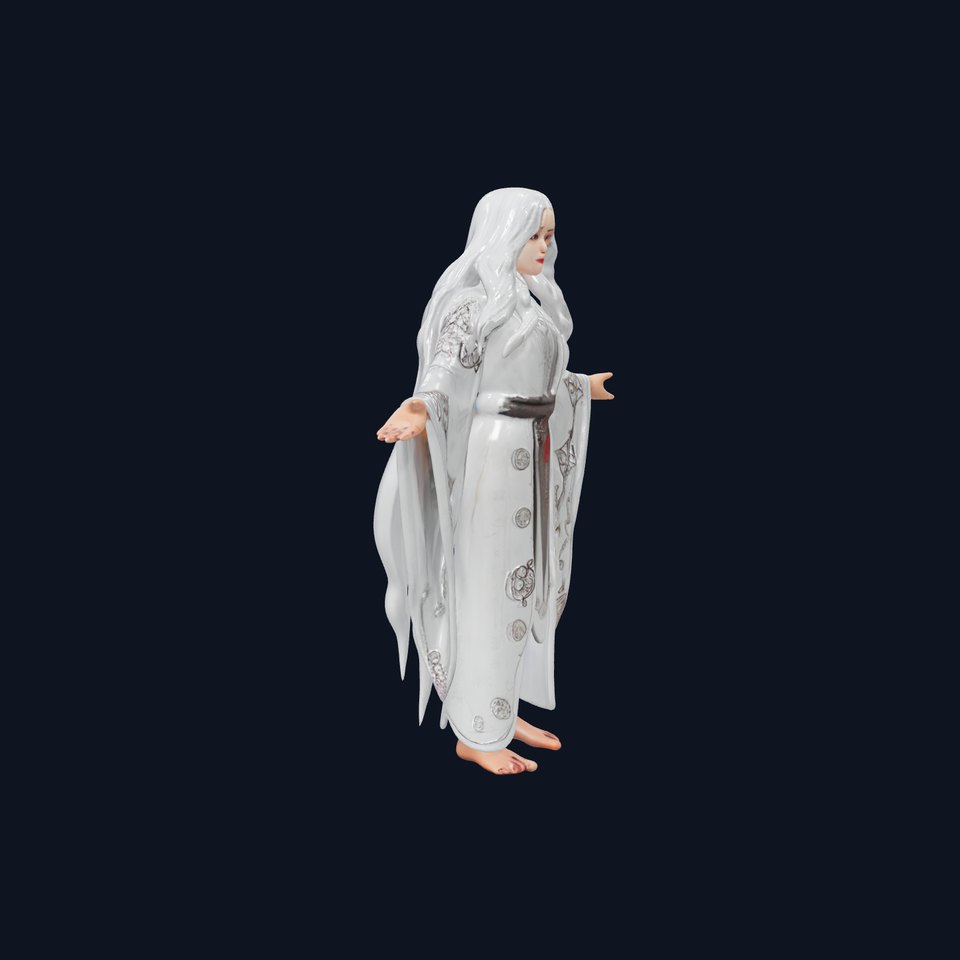 Fantasy Female Wizard in Robes Rigged and Animated